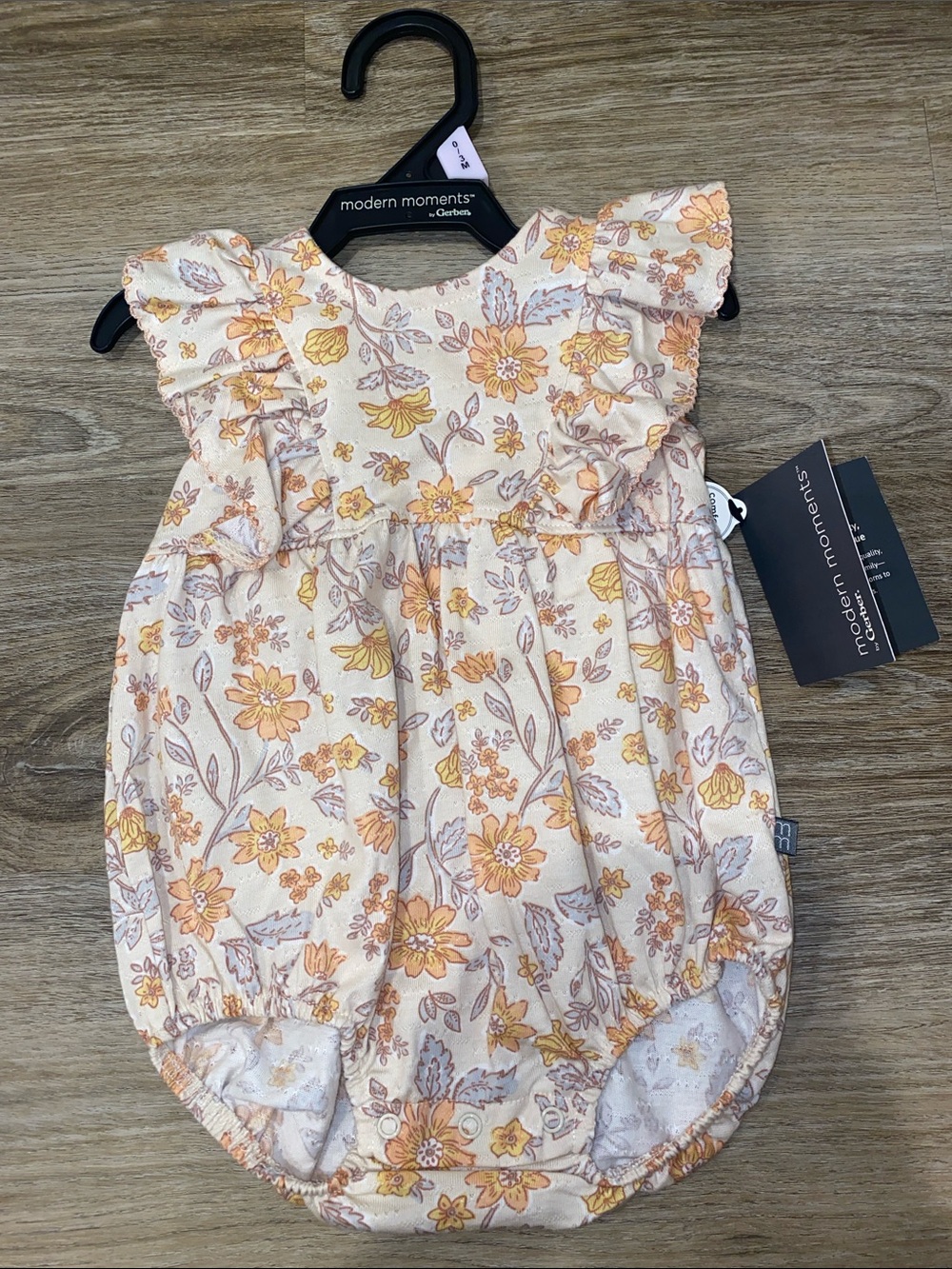 modern moments Floral Ruffle Baby One-Piece in Cream and Yellow
